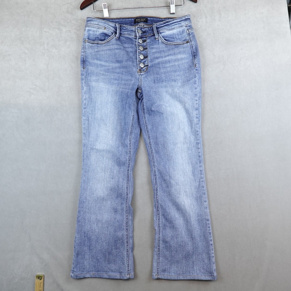 Judy Blue Bootcut Jeans High Waist Button Fly Size 11/30 Blue Denim
